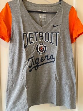Nike Gray & Orange Detroit Tigers V-Neck Tee